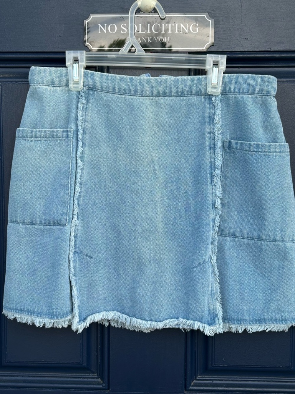 Umgee Washed Denim Skirt Women's Size Medium Mini skirt with Fringe